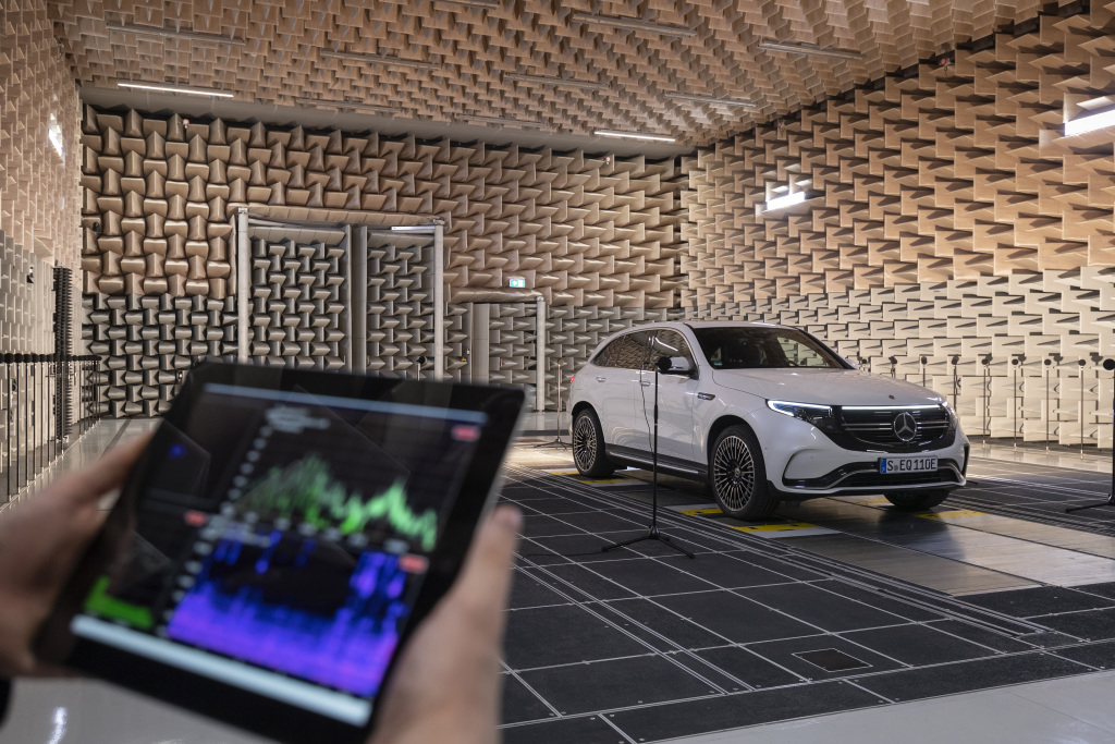 MercedesBenz acoustic test facility works on installing warning sound